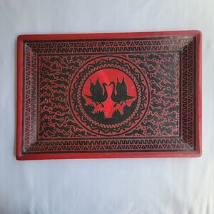 Red and Black Decorative Tray